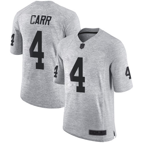 Men Oakland Raiders Limited Gray Derek Carr Jersey NFL Football #4 Gridiron II Jersey->nfl t-shirts->Sports Accessory